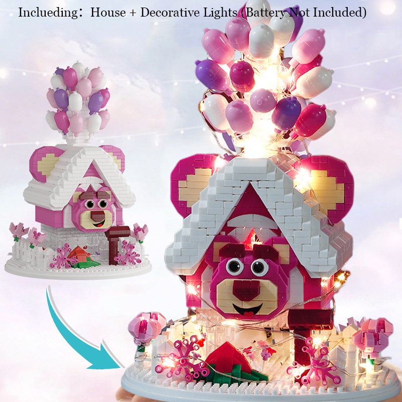 Konstruksi Set Bahan Plastik ABS Balon Strawberry Bear Untuk Rumah Anak Perempuan