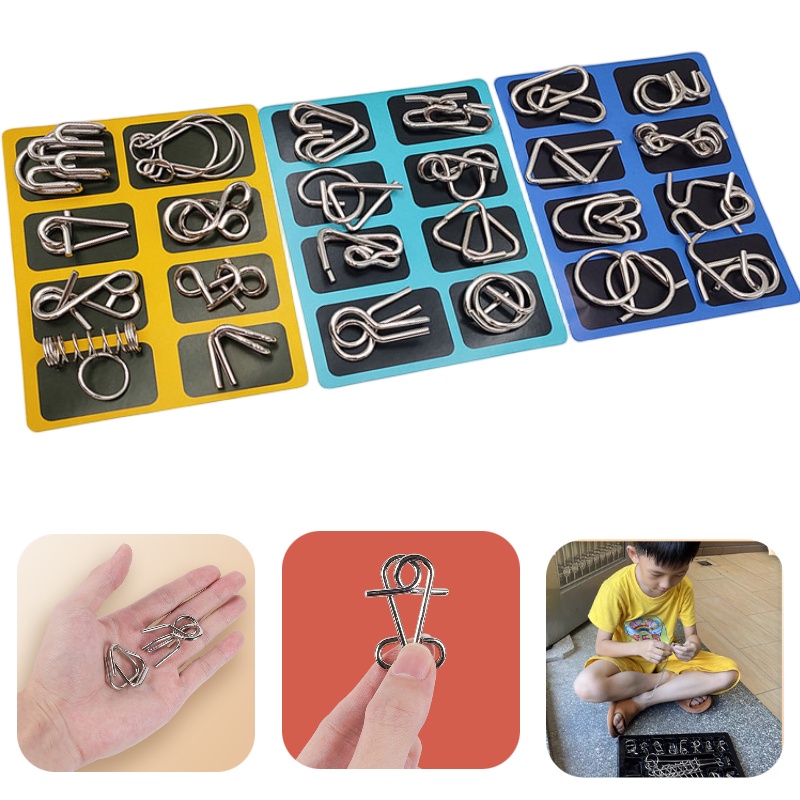 Lu Ban Lock Challenge Nine Linked Rings Puzzle Set, Meningkatkan Kecakapan Kognitif, Delapan Piece Metal Set, Halus Dan Tahan Lama