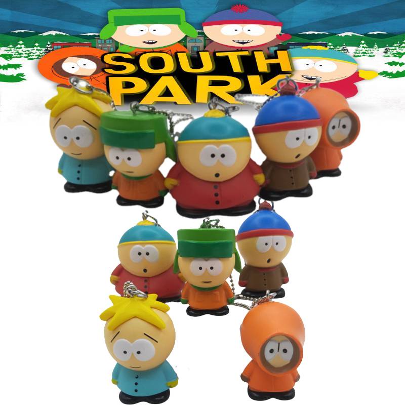 5 Pcs SouthPark Kartun Gantungan Kunci Figure Boneka Ornamen Tas Dekorasi Liontin Hadiah Anak