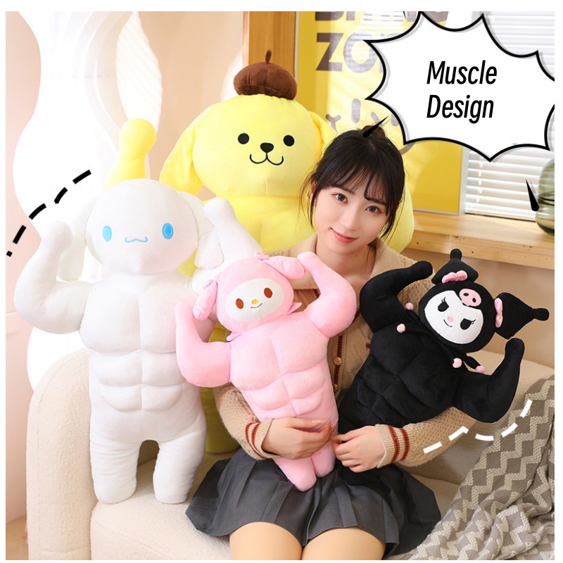 Adorable Pudding Dog Plushie Dengan Abs Berotot Ideal Untuk Anak Dan Dewasa 50cm /70cm /90cm