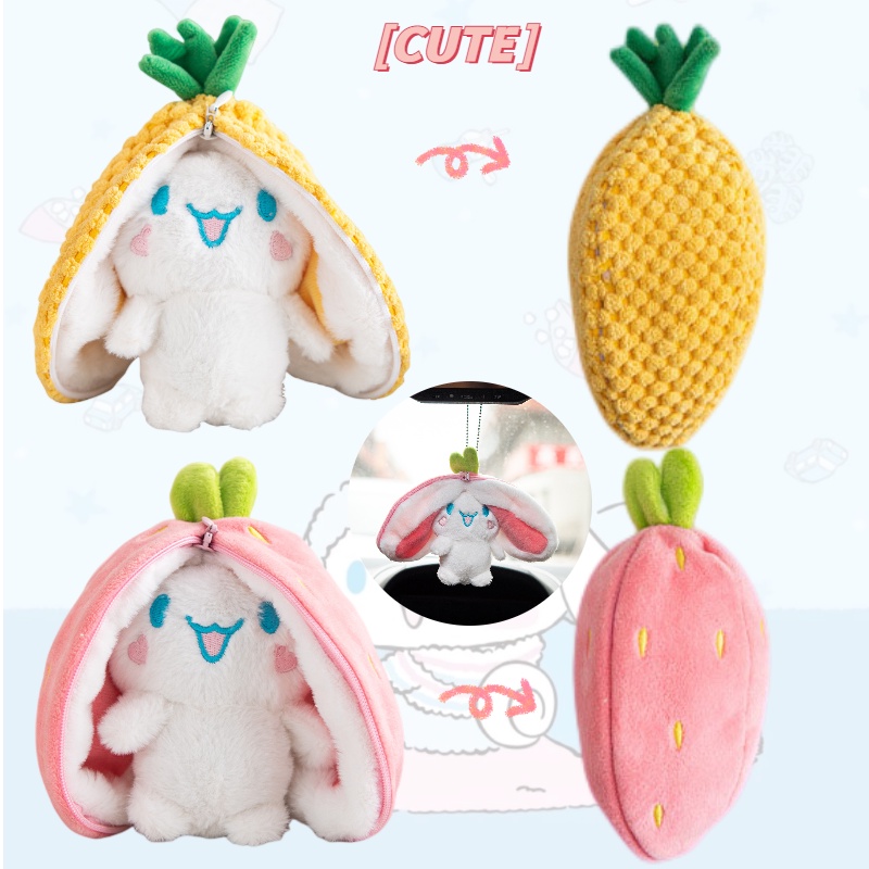 Mainan Plush Liontin Anjing Strawberry Dan Kayu Manis Manis Dan Imut Untuk Dcor Dan Ransel Mobil 15cm