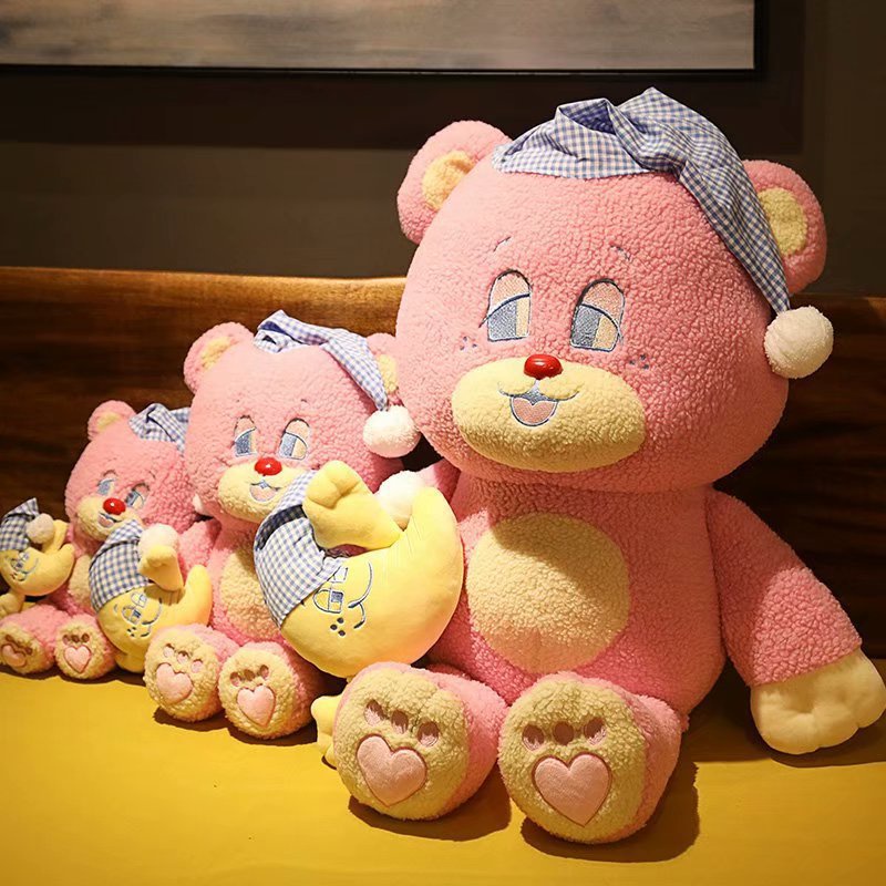 Sleepy Teddy Bear Dengan Bantal Bulan Untuk Waktu Tidur