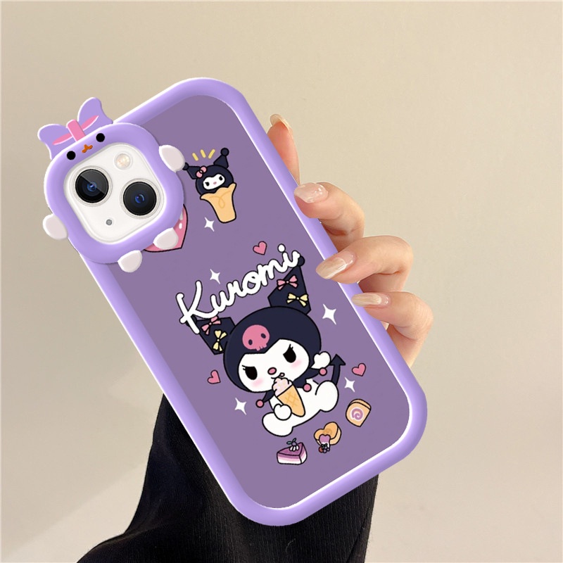 Kuromi Kartun Soft Phone Case Untuk 14 13 12 11 Pro Max X/Xs Max XR IPhone 6Plus/6S Plus 7Plus/8Plus Casing Ponsel Anti Jatuh