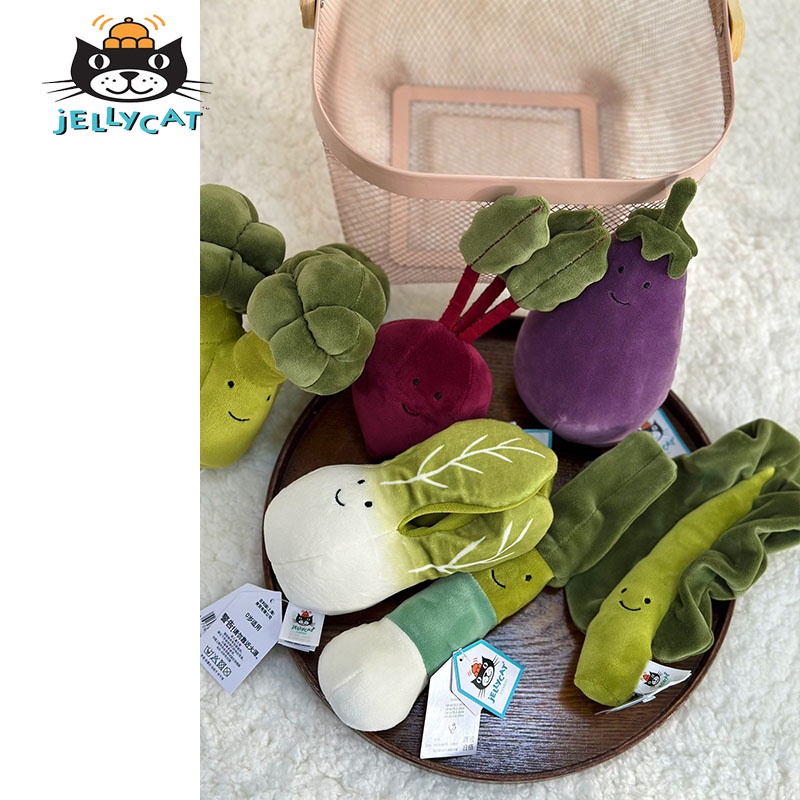 Mainan Sayur Mewah Jellycat Set Terong, Cabe, Bit, Brokoli, Kale, Kucai