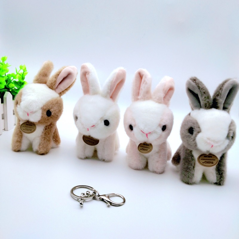 Bunny Stuffed Animal Keyring Fuzzy Plush Liontin Kelinci Untuk Ransel Tangan Dan Sekolah