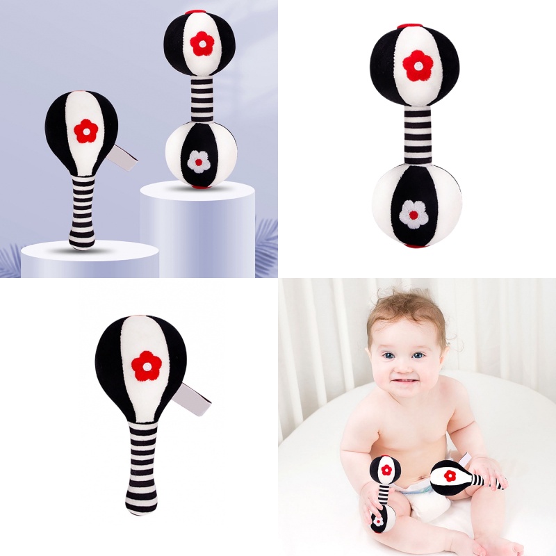 Serta Palu Pasir Hitam Newborn Putih Dumbbell Rattle Set Edukasi Untuk Dini