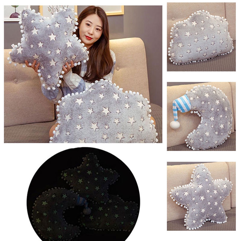 Bantal Boneka Bulan Dan Bintang Lucu Mainan Boneka Luminous Plush Untuk Anak Dan Dewasa