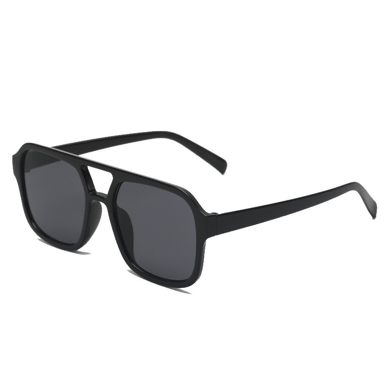 Double Beam Square Sunglasses Kacamata Perlindungan UV Fashionable Retro