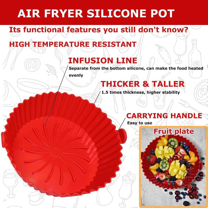 Air Fryer Oven Silicone Basket Pot Food Grade Aman Air Fryer Aksesoris Air Fryer Silicone Pan Cetakan Pengganti