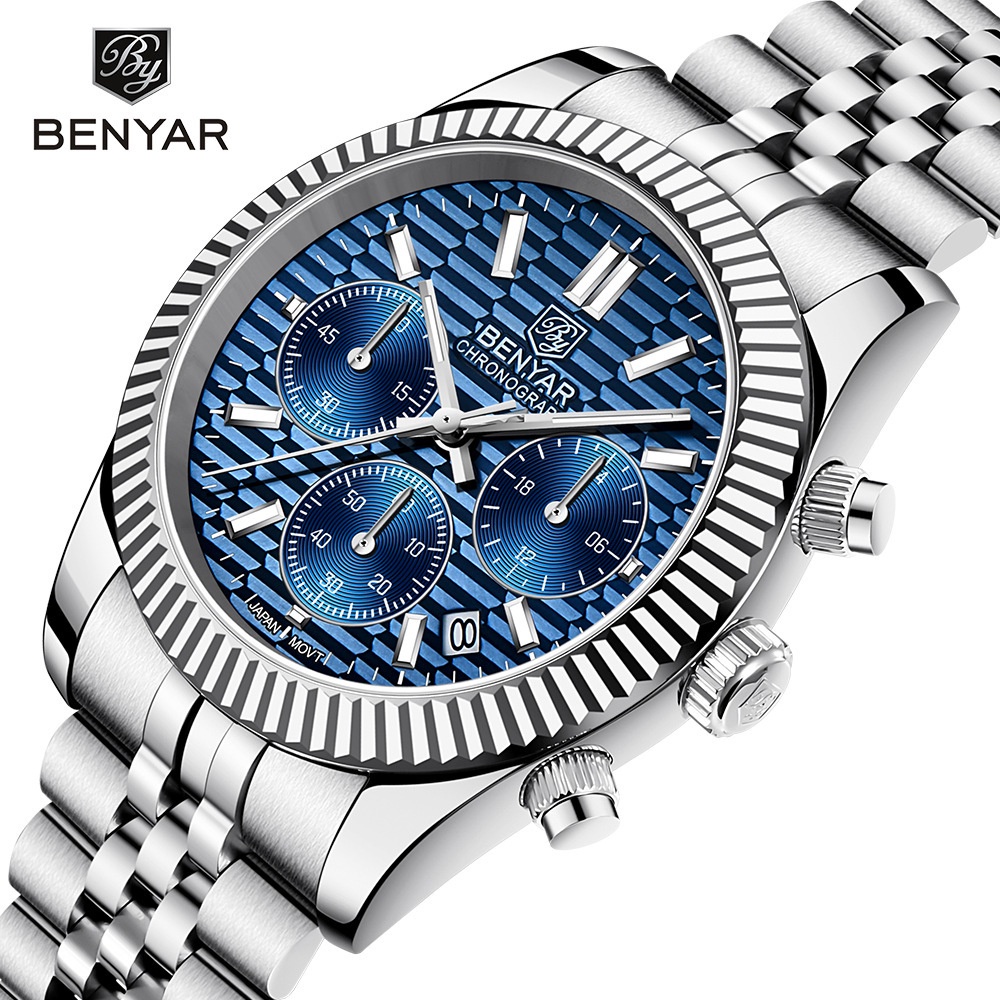 New Jam Tangan Pria Premium Binya Benyar Watch Men's Multifunctional Quartz Watch Six Pin Precision 