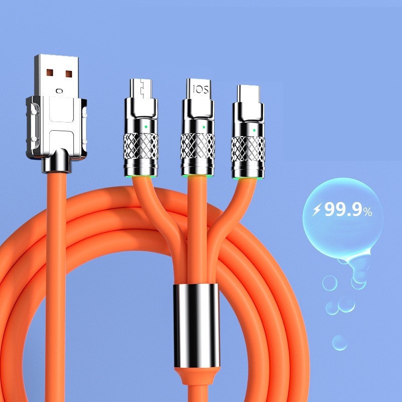 Kabel Data 3in1 120W 6A Super Fast Charging Dengan Lampu Indikator Soft LED