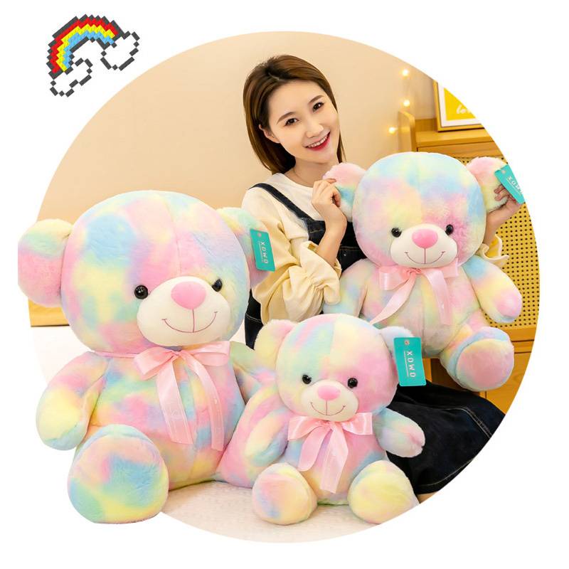 65cm Rainbow Bear Mainan Mewah Boneka Teddy Boneka Warna-Warni Hadiah Ulang Tahun Anak Perempuan