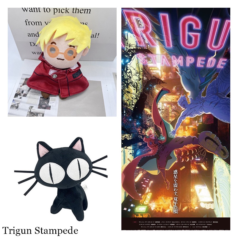 And Soft Cuddly Trigun Stampede Kuroneko Cat Plush Pendek Kain Mewah Untuk Remaja Cocok