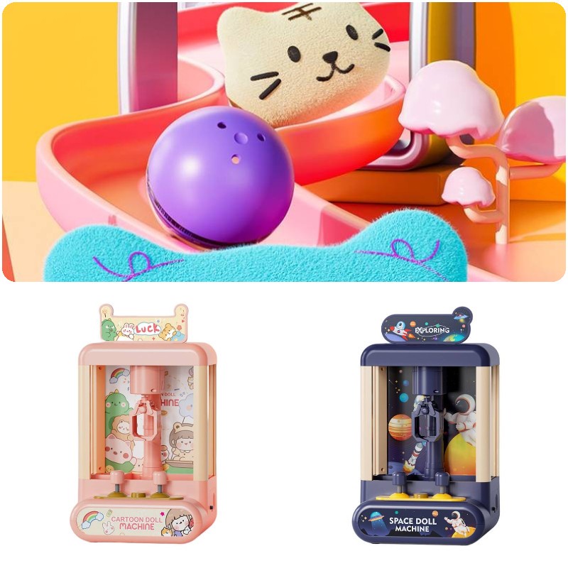 Mesin Game Crane Interaktif Untuk Anak Laki-Laki Perempuan Dengan 10buah Mainan Mewah Bola Gashapon