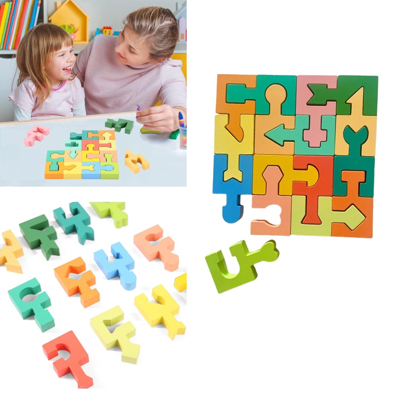 Dc 16-piece Shape-matching Puzzle Blocks Untuk Anak-Anak Mendorong Kreativitas Dan Solusi Masalah