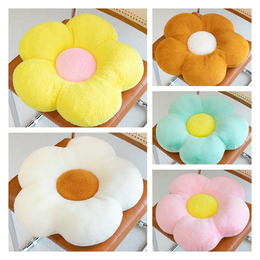 Fuzzy Blossom Cushion Bantal Lempar Krisan Nyaman Dan Warna Warni