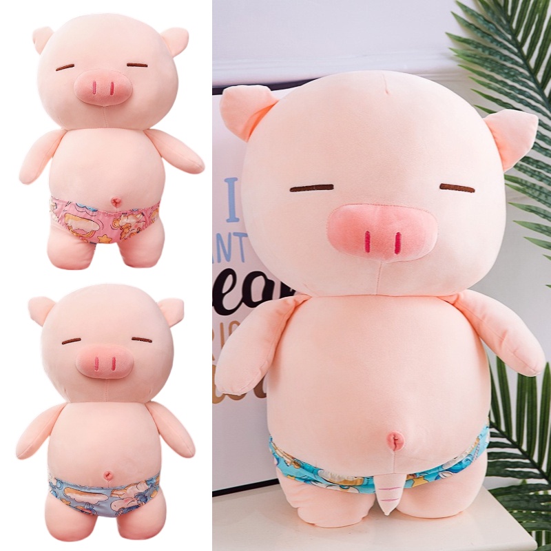 Fluffy And Furry Pig Stuffed Animal Fill Bahan Katun Bulu Halus Tersedia Warna Pink Dan Biru Muda