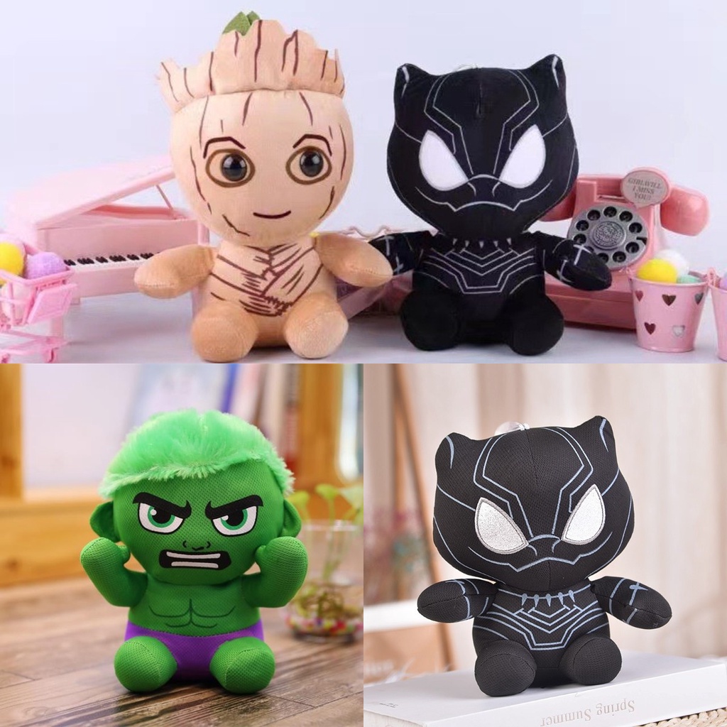 Mainan Plush Dari Black Panther, Hulk, Dan Groot Dengan Bahan Kain Katun Pp Lembut