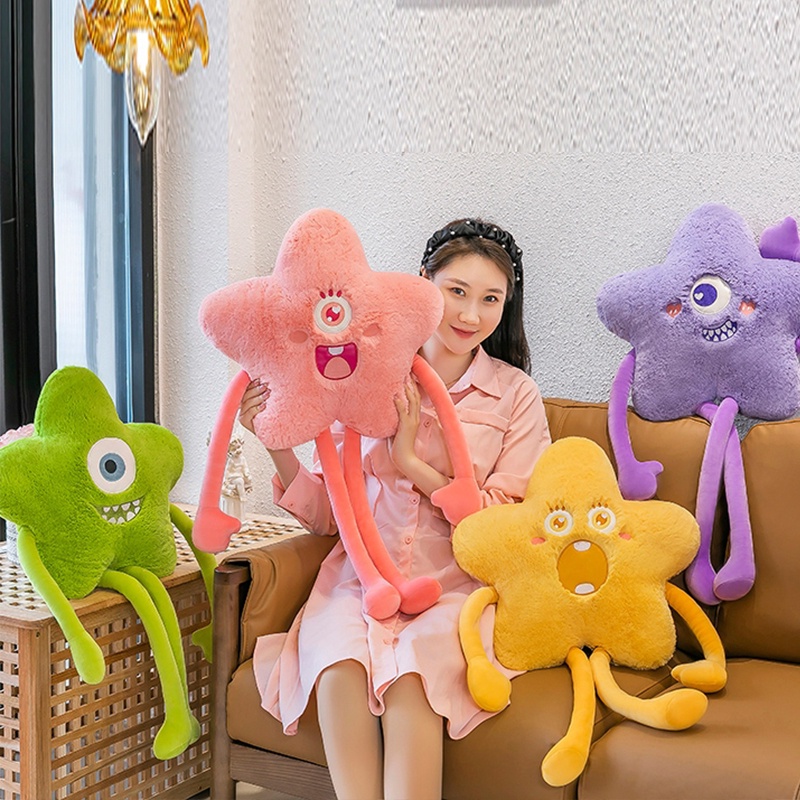 Mainan Boneka Plush Lembut Dan Halus Untuk Anak-Anak, Bentuk Monster Bintang Dalam Bulu Pendek, Tersedia Grosir