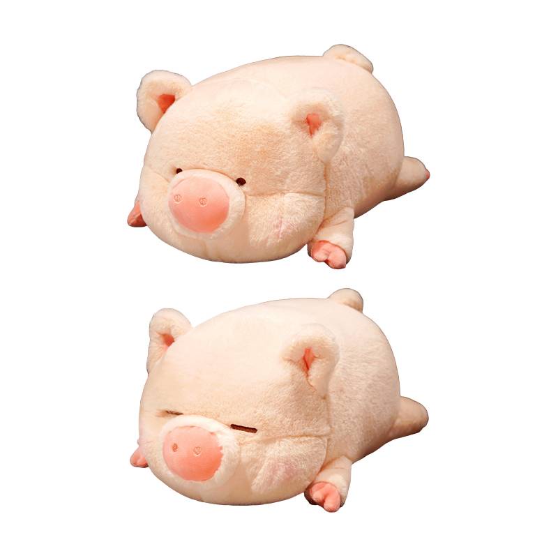 Adorable Sleeping And Awake Pink Pig Stuffed Animal Bantal Untuk Anak Bahan Lembut Pendek Mewah 40cm