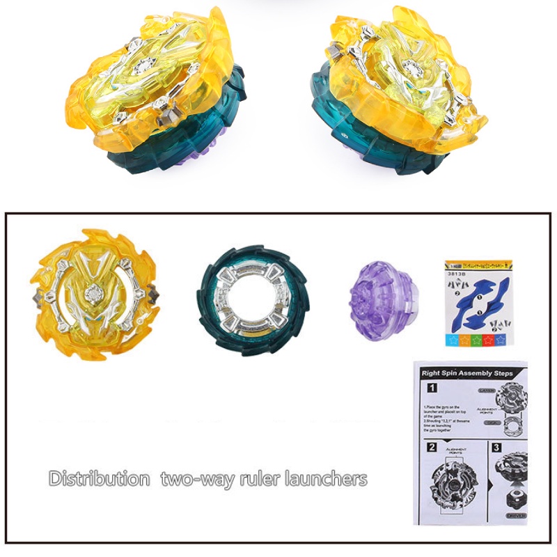 Mainan Gyro Alloy B-143-2 Menarik Dengan Peluncur Dan Petunjuk Penguasa Dua Arah