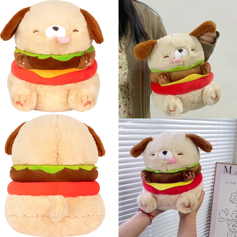 Duo Ai's Hanburger Dog Plushie Lembut Dan Tahan Lama Bagus Untuk Penghilang Stress Dan Peluk Da345