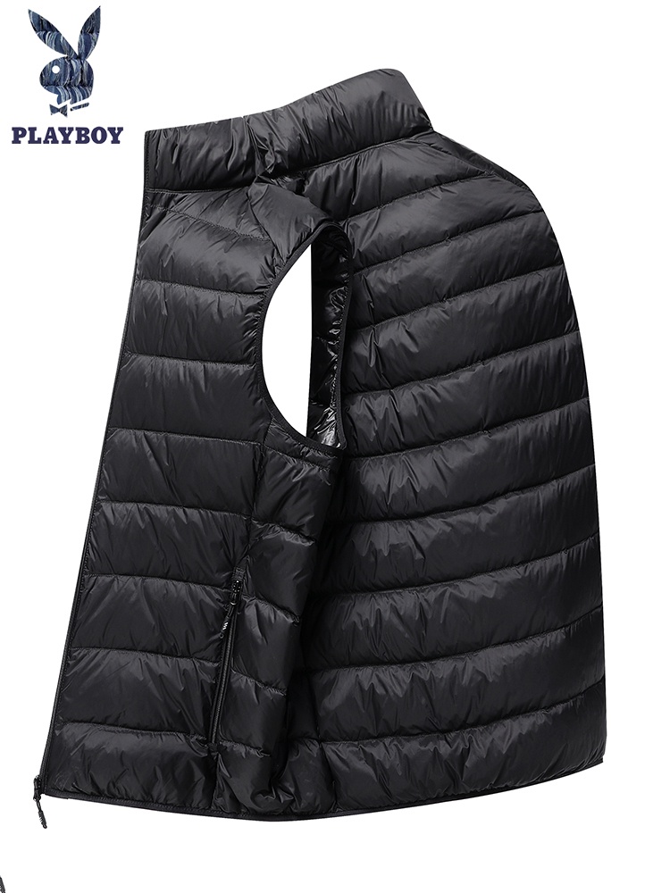 Jaket Playboy Fashion Brand Simple Hatless Lightweight Down Vest Men's Autumn and Winter Thin Youth 