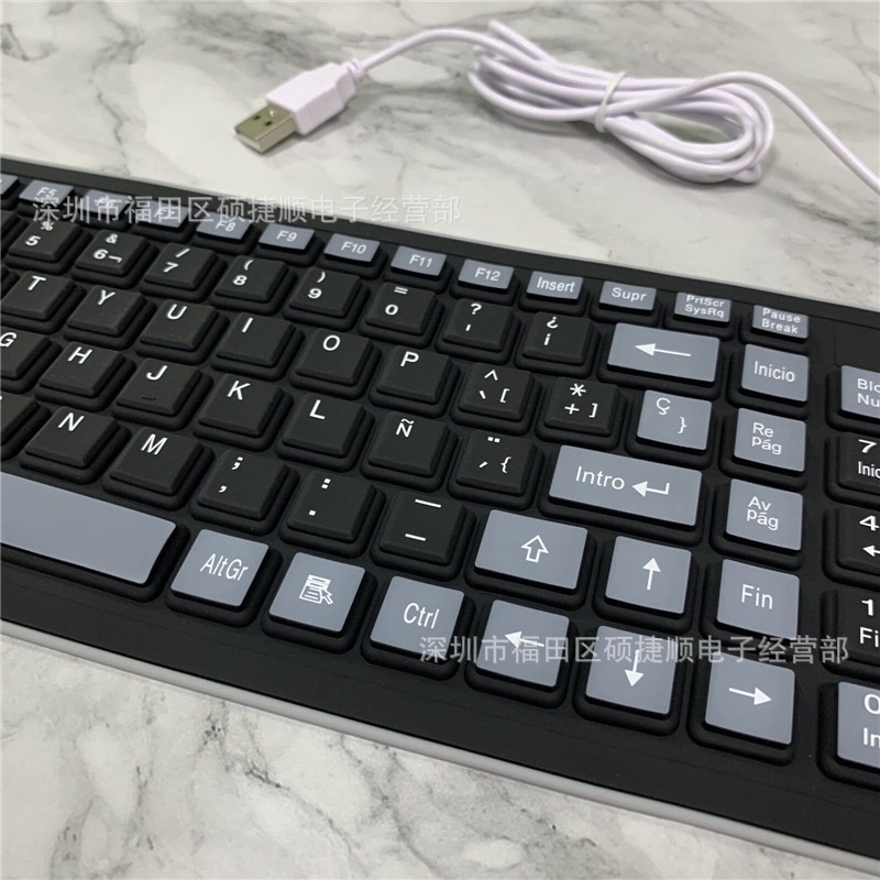 103kunci Keyboard Kabel Keyboard Spanyol USB Kabel Keyboard Silikon Keyboard Mute Keyboard Ringan Keyboard Portable