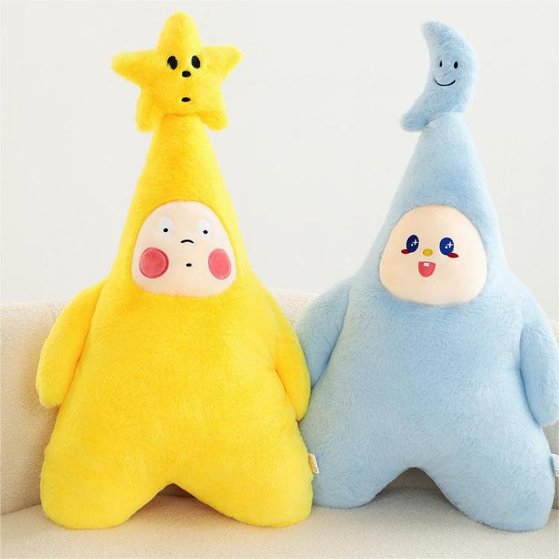 Bantal Boneka Bulan Bintang Dan Biru Kuning Untuk Dekorasi Rumah