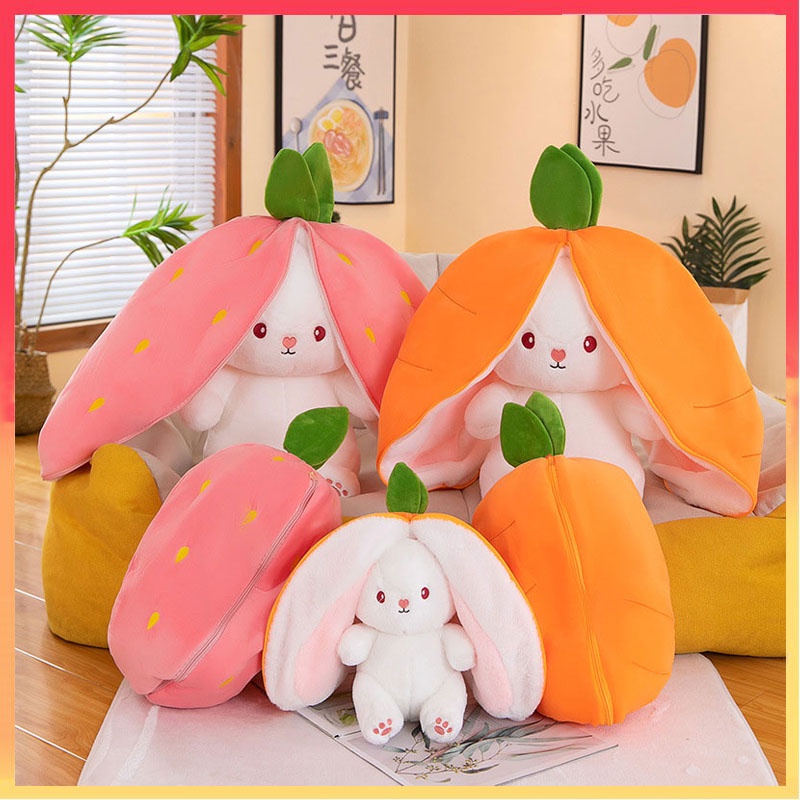 Bentuk-perubah Buah Kelinci Mainan Mewah Boneka Boneka Action Boneka Anak Lempar Bantal