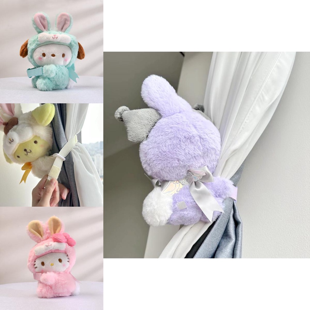 And charming Fun Kuromi My Melody Cinnamoroll HelloKitty Coelho Plushie Jendela Untuk Gorden