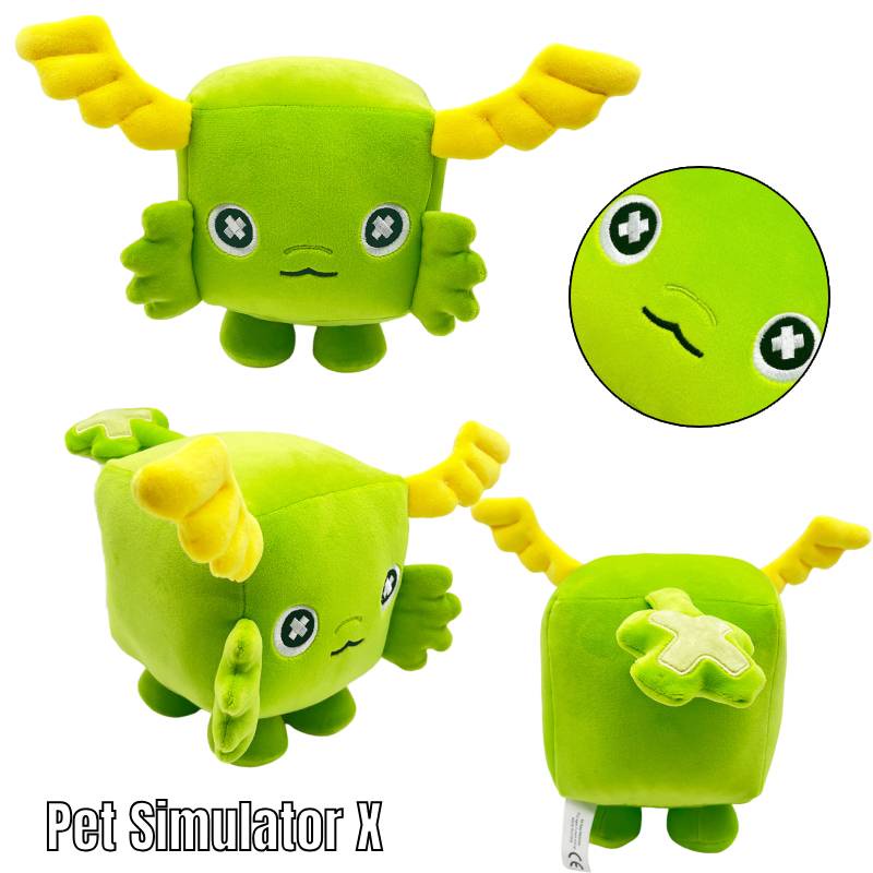 Pet Simulator X Merchandise Mainan Plush Titanic Lucki Menggemaskan, Warna Hijau, Ukuran 11.8*7.1in, Hadiah Yang Sempurna Untuk Kolektor Game Dan Antusias.