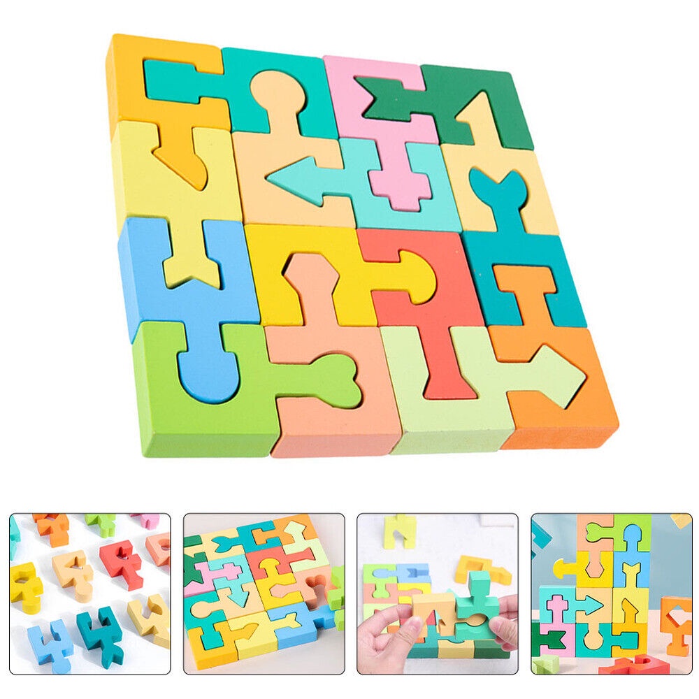 Dc 16-piece Shape-matching Puzzle Blocks Untuk Anak-Anak Mendorong Kreativitas Dan Solusi Masalah