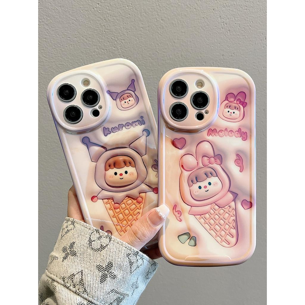 IPHONE Icecream In Two Girls Design Phone Case Kompatibel Dengan Iphone12 13 14 11 Pro Max X Xs Max Xr Zqwsw