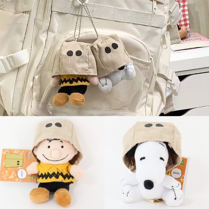 10 cm Snoopy Charlie Brown Mewah Gantungan Kunci Penutup Wajah Dekorasi Kacang Mainan Hadiah