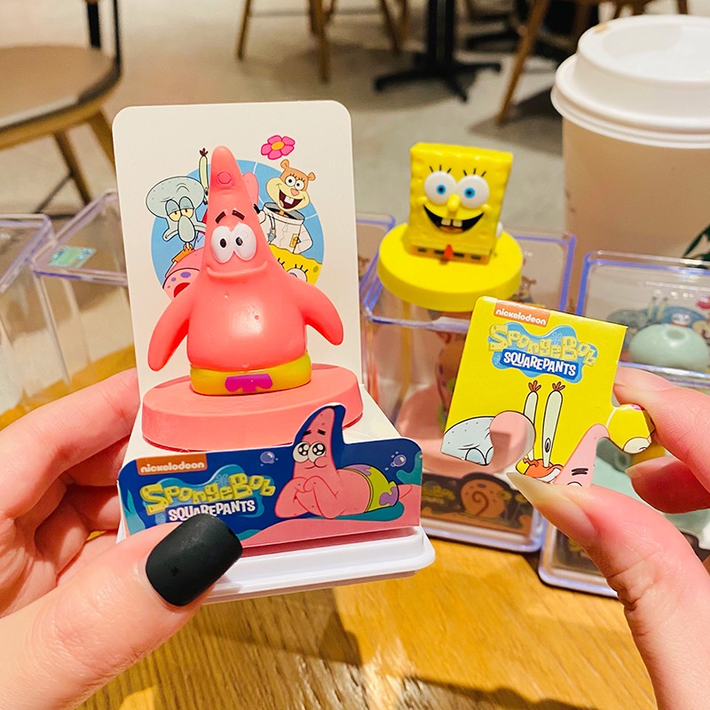 2pcs SpongeBob SquarePants Patrick Star Collectible Figurine Model Mainan Kotak Akrilik