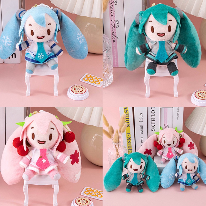 Gantungan Kunci Boneka Hatsune Miku Bulu Pendek Lembut Dengan Butterfly Bow