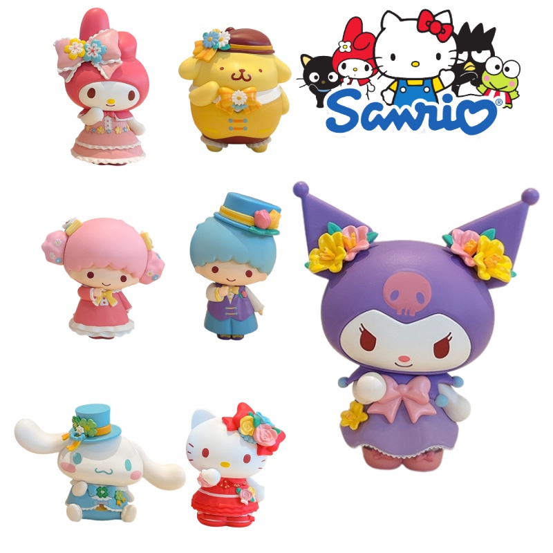 Boneka Sanrio Kuromi Melody Yugi Dog Puding Anjing Gemini Star Flower Season Series Figur Hadiah