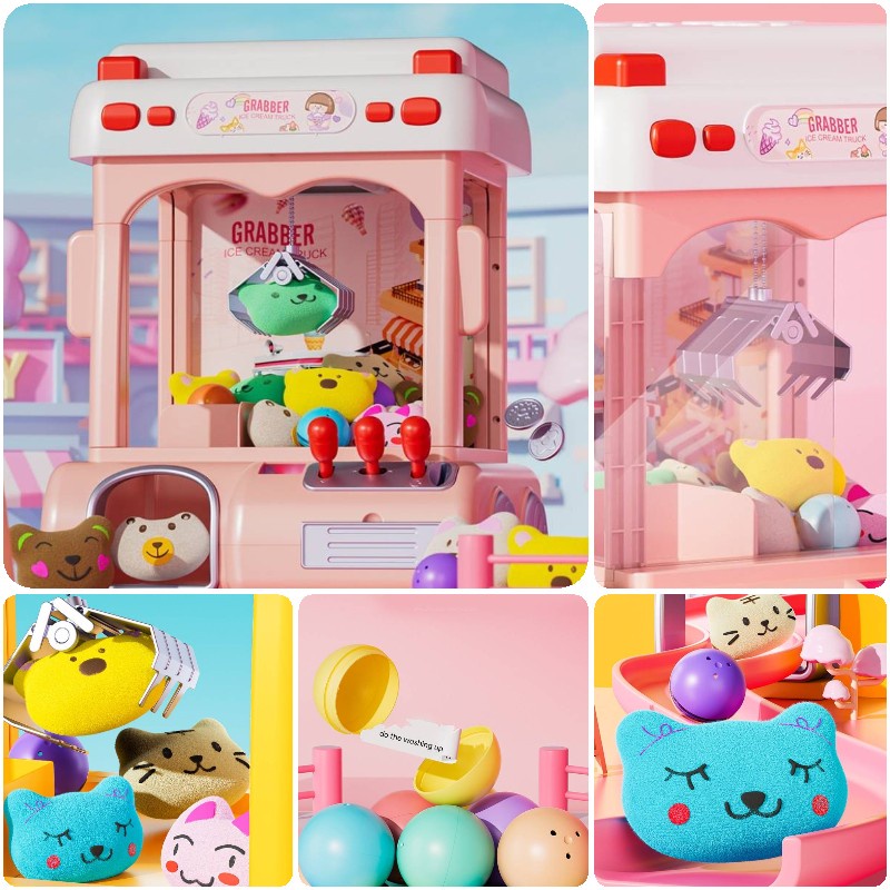 Mesin Game Crane Interaktif Untuk Anak Laki-Laki Perempuan Dengan 10buah Mainan Mewah Bola Gashapon