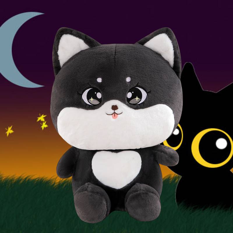 Bantal Boneka Kucing Hitam Lembut Dan Halus Kartun Plush Cocok Untuk Anak Pendamping Hebat Untuk Tidur Dan Santai