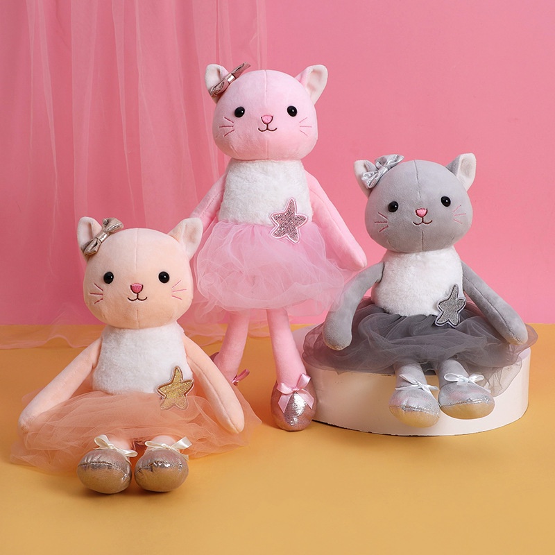 Balet Bunny Boneka Lucu Mainan Mewah Untuk Anak Perempuan Lembut Dan Cuddly Abu-Abu, Kulit, Pink, Kelinci Putih Dan