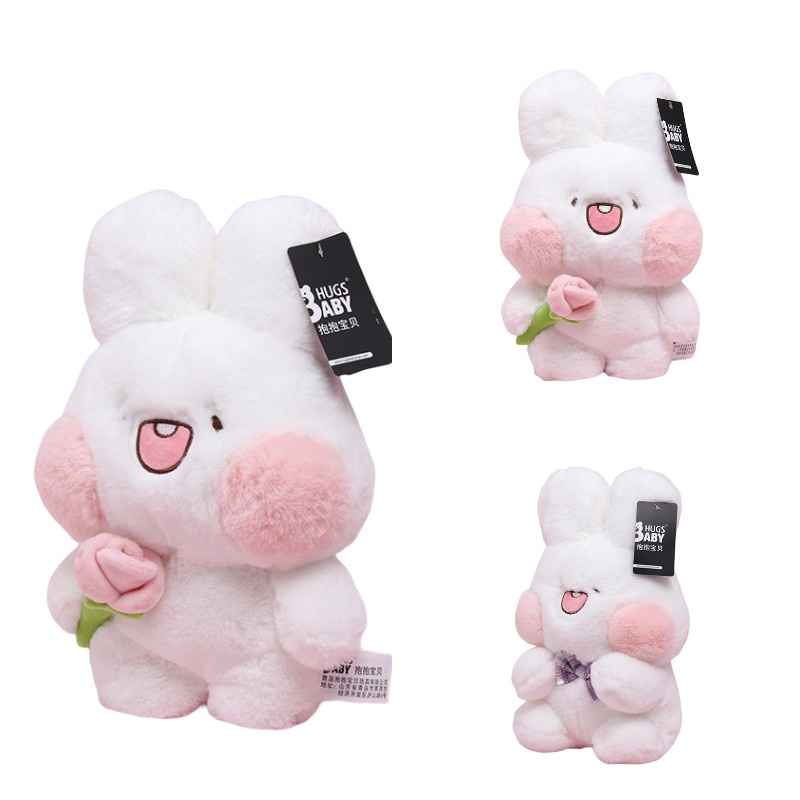 Cozy And Cuddly Bunny Plush Toy Dengan Aksesoris Bunga