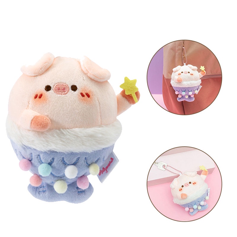 Piggy Mermaid Plush Accessories Untuk Tas Ransel, Kunci, Dan Botol Air Sangat Lembut Dan Fuzzy