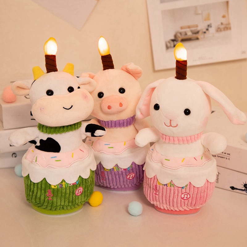 Ding Eya Boneka Nyanyi Kartun Hewan Dengan Tiupan Lilin