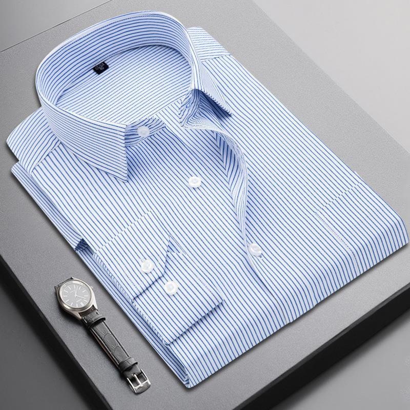 Kemeja Pria Koler formal pria, kulir putih, garis biru, kemeja lengan panjang, garis kapas pria, kem