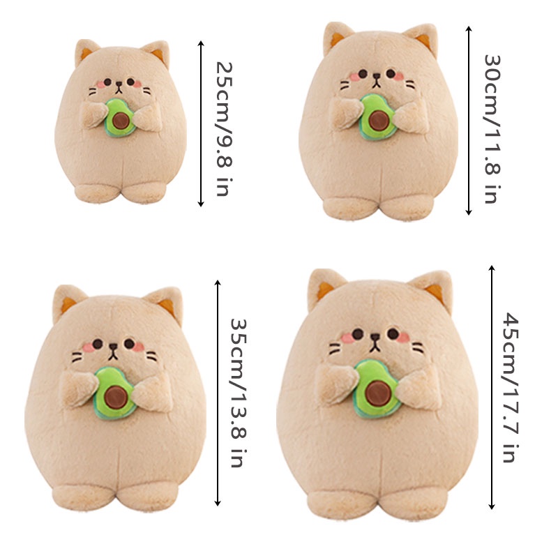 Avocado Cat Plush Toy Nap pillow Cushion Fluffy Huggable Katun PP Berkualitas Tinggi