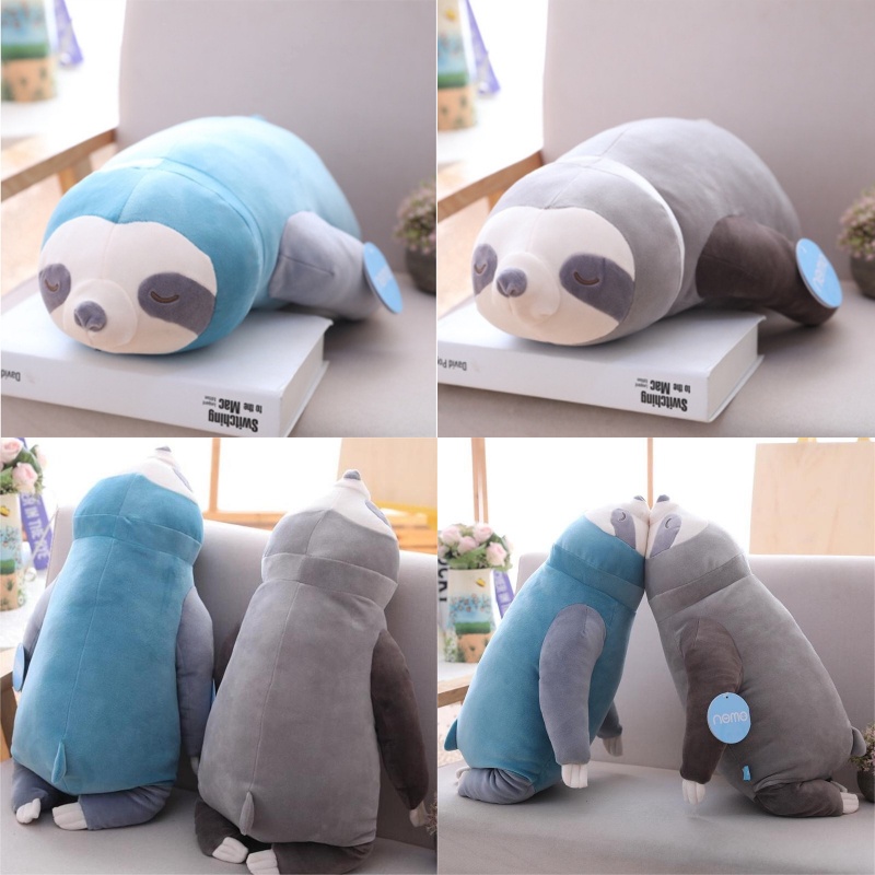 Lembut Dan Cuddly Sloth Stuffed Animal Plush Toy Bantal Pendek Mewah Kain Pp Katun Isian Biru /grey