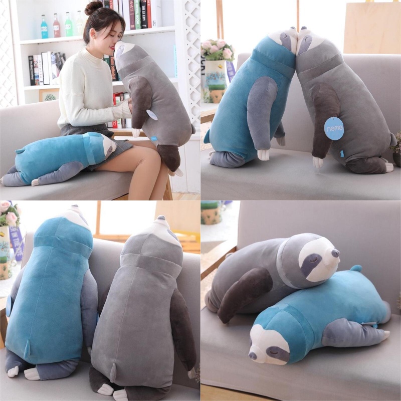 Lembut Dan Cuddly Sloth Stuffed Animal Plush Toy Bantal Pendek Mewah Kain Pp Katun Isian Biru /grey