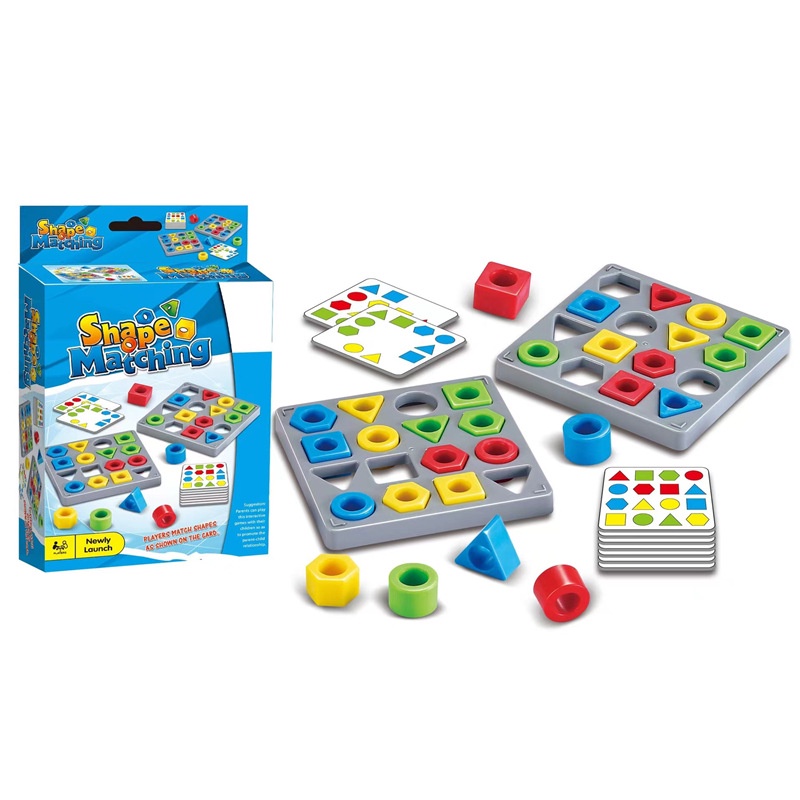 Double Color Matching Geometric Building Block Board Permainan Bentuk Serasi Puzzle