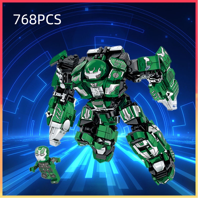 Mecha Series Avenger Hulk Building Blocks DIY Mainan Perakitan Morfing Mesin